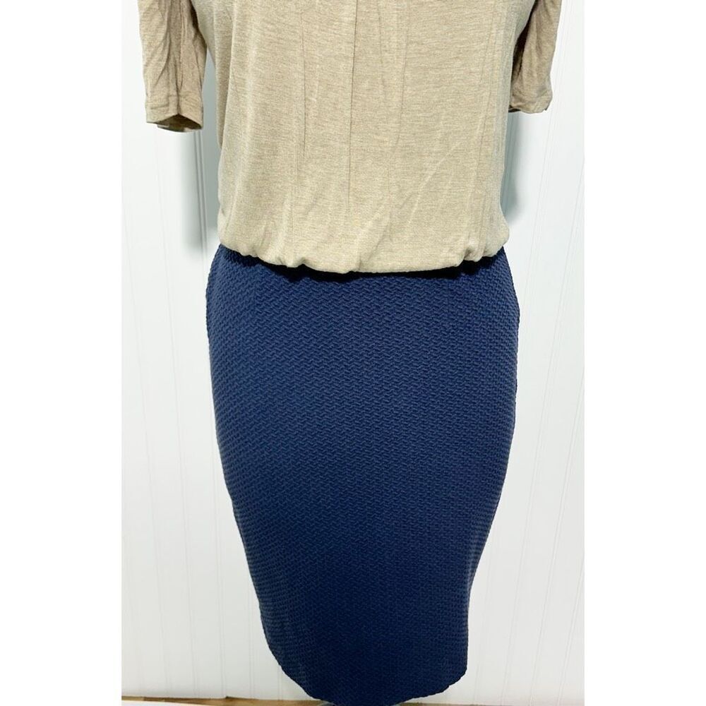 Boden Women's Scoop Neckline Sheath Dress Beige Navy Blue Two-Tone Size‎ 8 - Picture 3 of 9